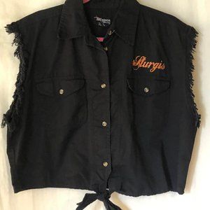 Size 4XL Ladies Black Thunder Threads Tie Up Sleeveless Blouse